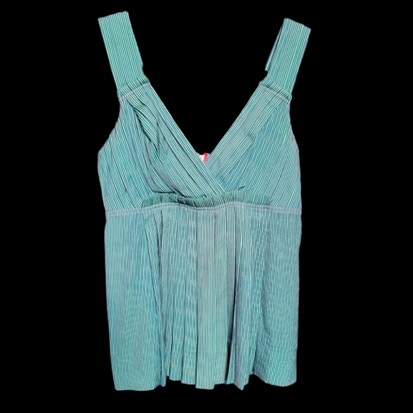 Marc by Marc Jacobs Pleated Pinstripe Silk Camisole Baby Doll Vneck Tank Top XS - Picture 9 of 15